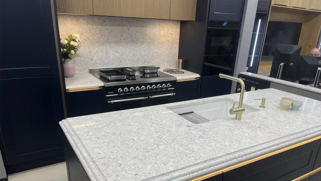 Kitchen with BQS Rapture Worktops and ogee over bullnose edge detail.